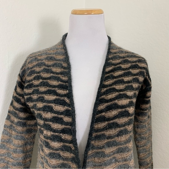 Jones New York Wool Mohair Blend wavy Stripe Ombré Cardigan Sweater Size Small - Picture 13 of 15